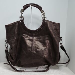 Charles Jourdan Dark Brown Leather  Bag With Crossbody Strap